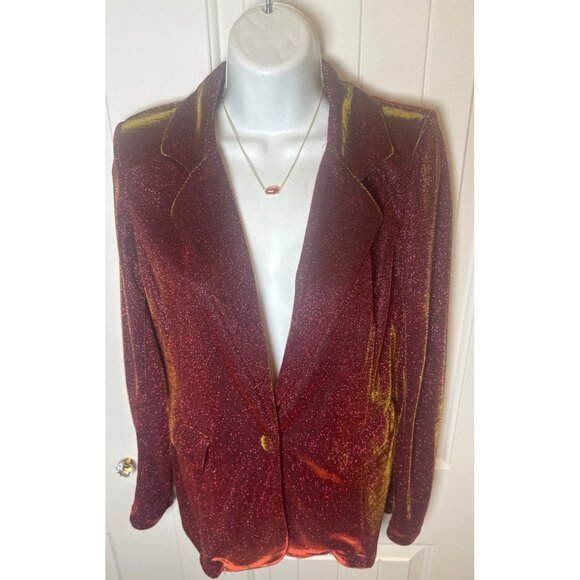 Rock & Roll Denim Red Iridescent Blazar, Size XS - Picture 4 of 9